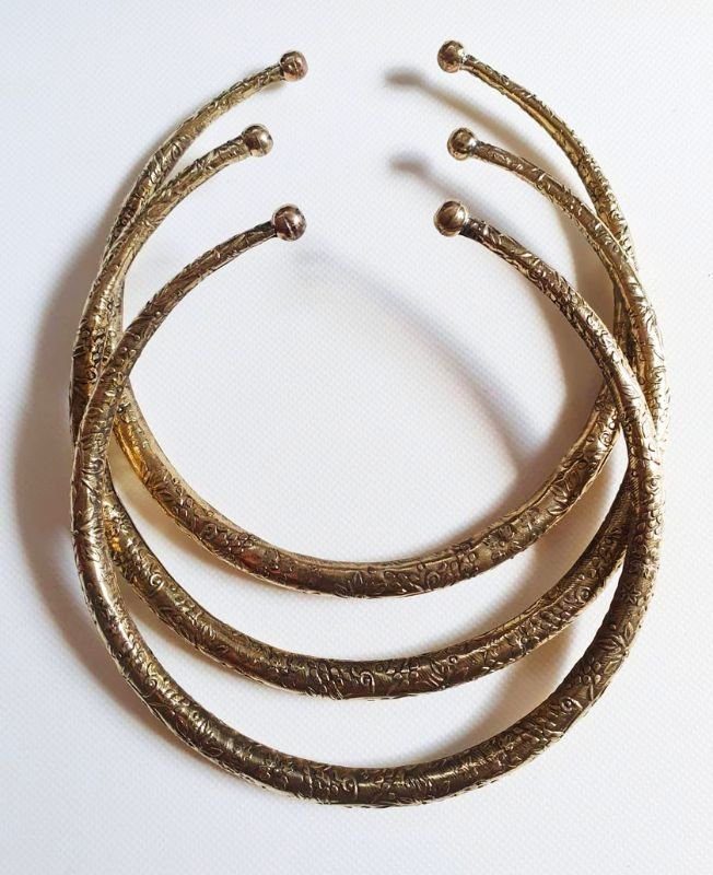 Embossed Botanical Tribal Brass Choker