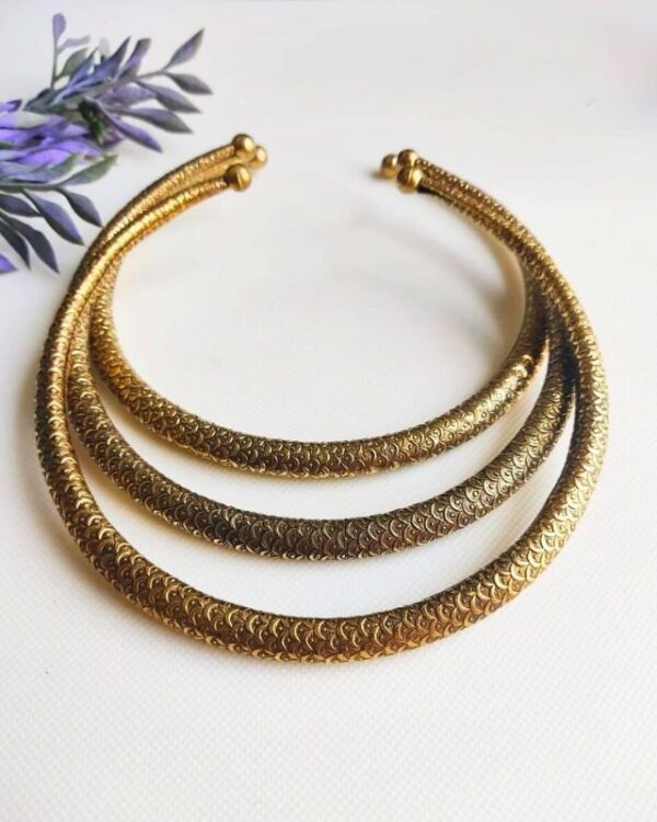 Scales Engraved Brass Choker