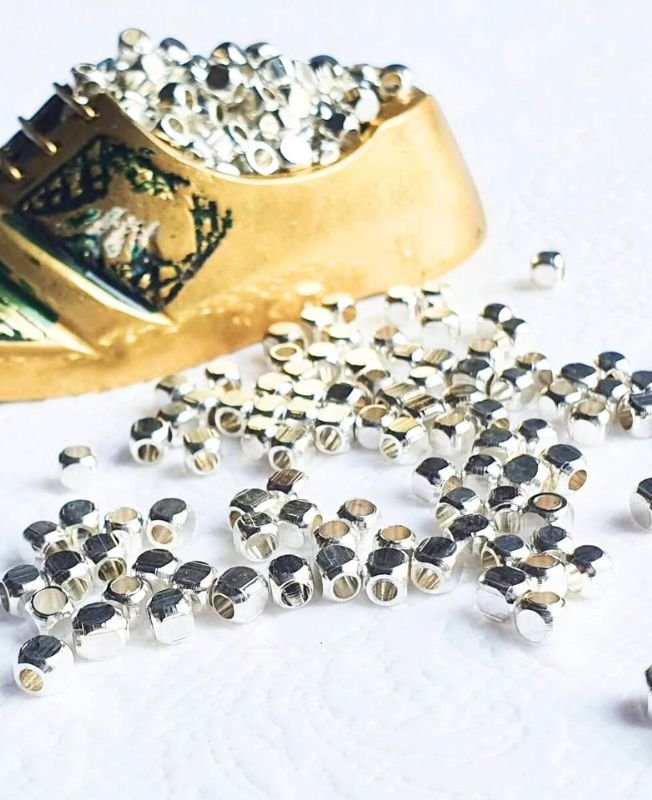 3mm Silver-Filled Brass Geometric Beads – 10g - Image 2