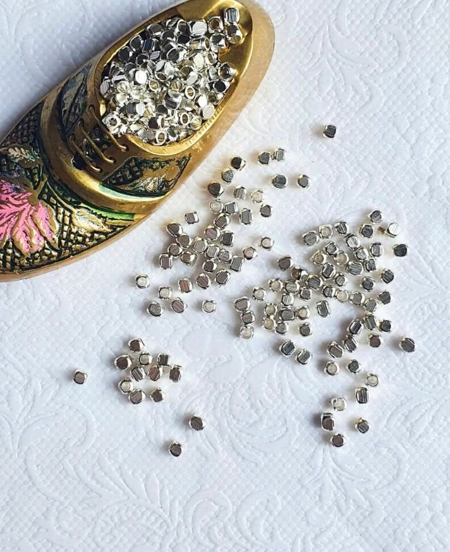 3mm Silver-Filled Brass Geometric Beads – 10g - Image 4