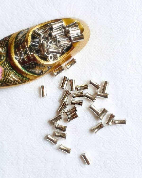 8mm Pipe Silver-Filled Brass Beads – 10g