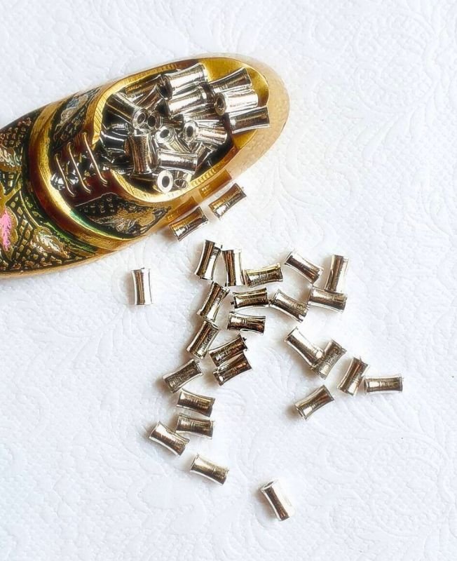 8mm Pipe Silver-Filled Brass Beads – 10g