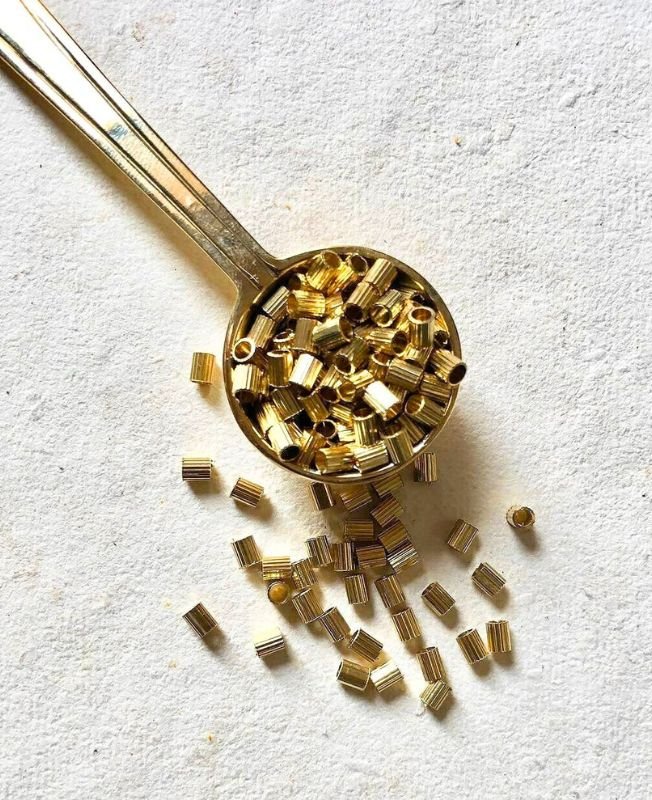 4mm Brass Pipe Geometric Beads – 10g - Image 2