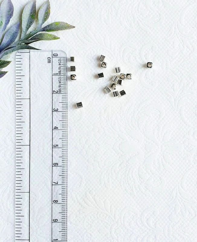 3mm Cube Silver-Filled Brass Beads – 10g - Image 3