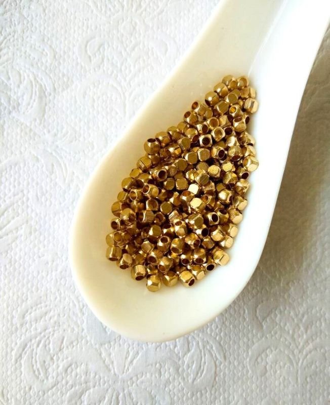 3mm Brass Quadratic Beads – 10g - Image 2