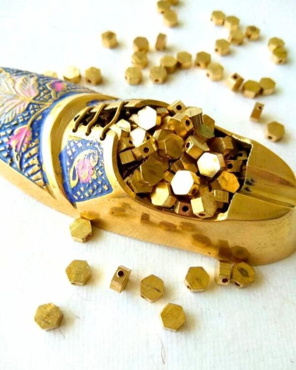 3mm Brass Geometric Hexagon Beads – 10g