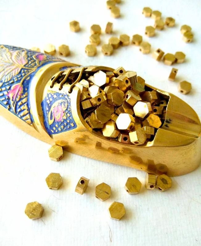 3mm Brass Geometric Hexagon Beads – 10g