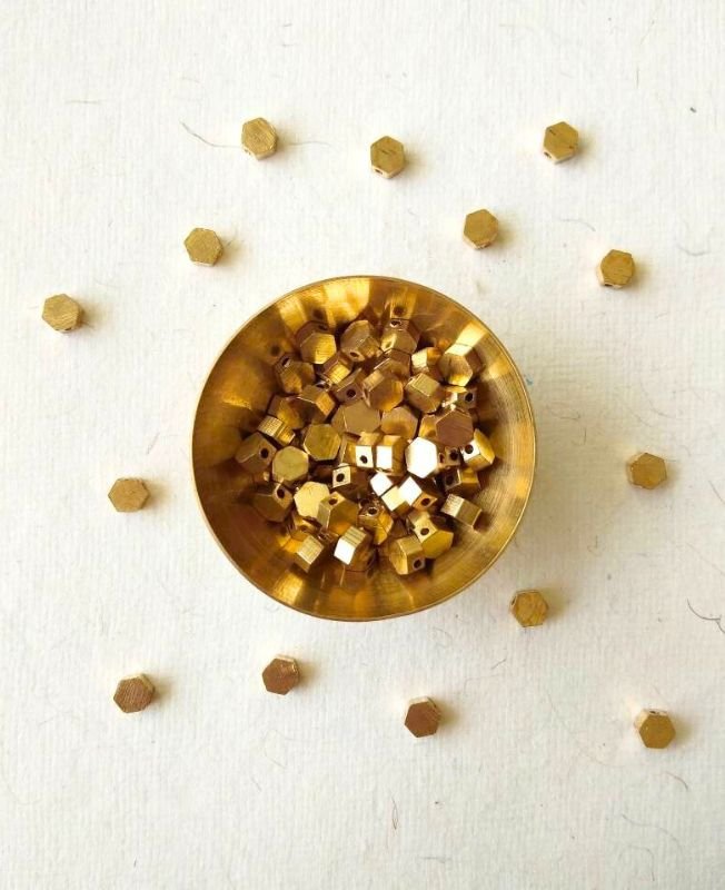 3mm Brass Geometric Hexagon Beads – 10g - Image 2