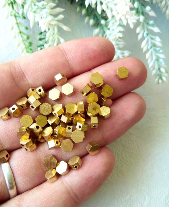 3mm Brass Geometric Hexagon Beads – 10g - Image 5