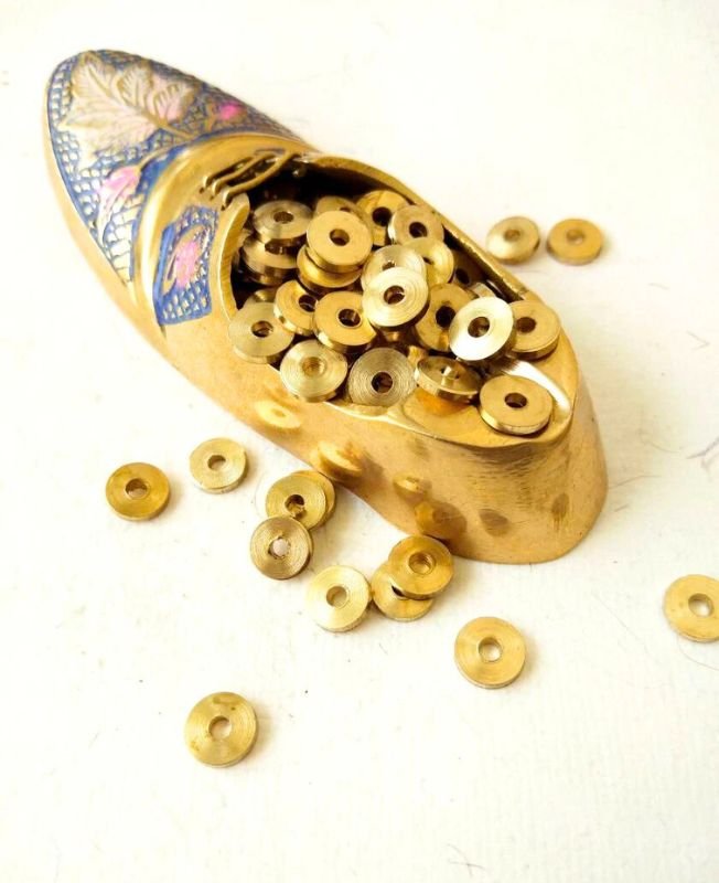1x7mm Brass Big Tyre Geometric Beads – 10g