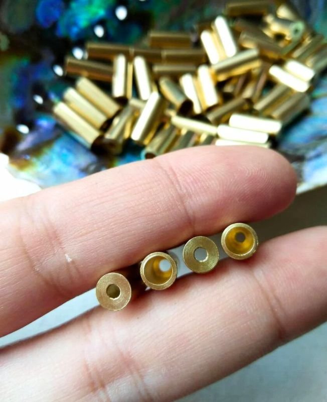 14mm Brass Big Pipe Geometric Beads – 10g - Image 5