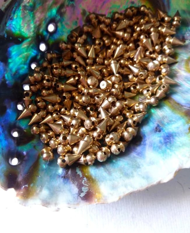 9X4.5mm Brass Spike Beads – 10g - Image 2
