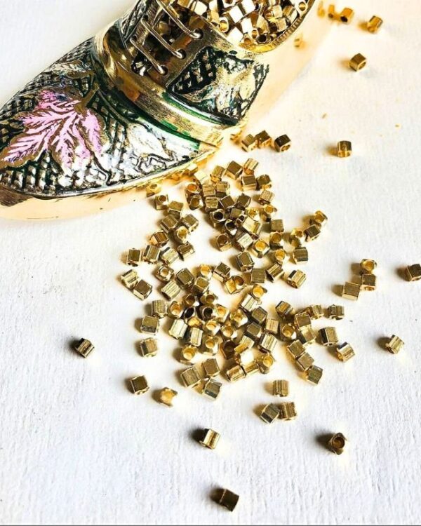 2mm Brass Square Geometric Beads – 10g