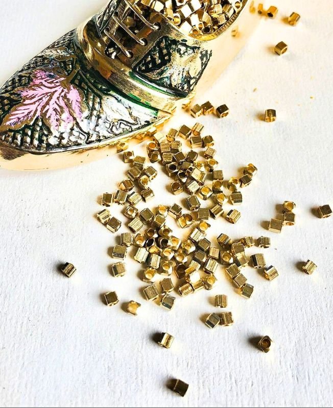 2mm Brass Square Geometric Beads – 10g