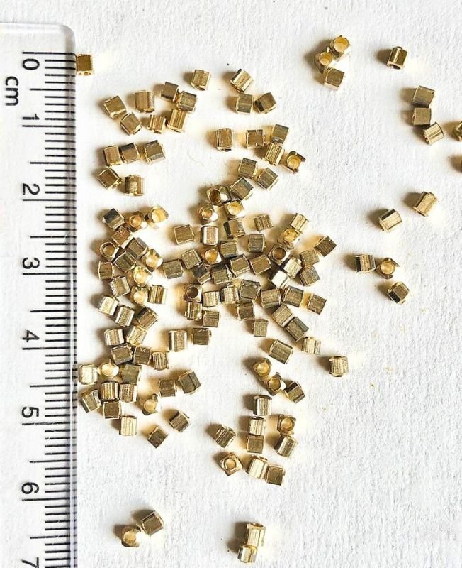 2mm Brass Square Geometric Beads – 10g - Image 2