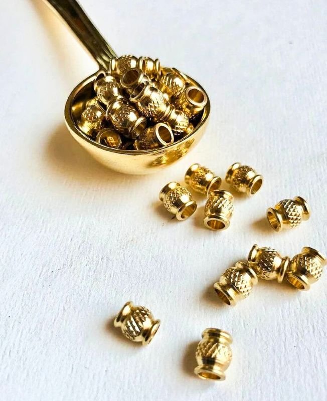 7mm Brass Unique Tube Beads – 10g - Image 4