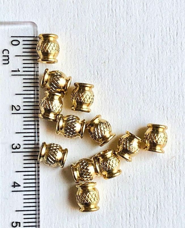 7mm Brass Unique Tube Beads – 10g - Image 3