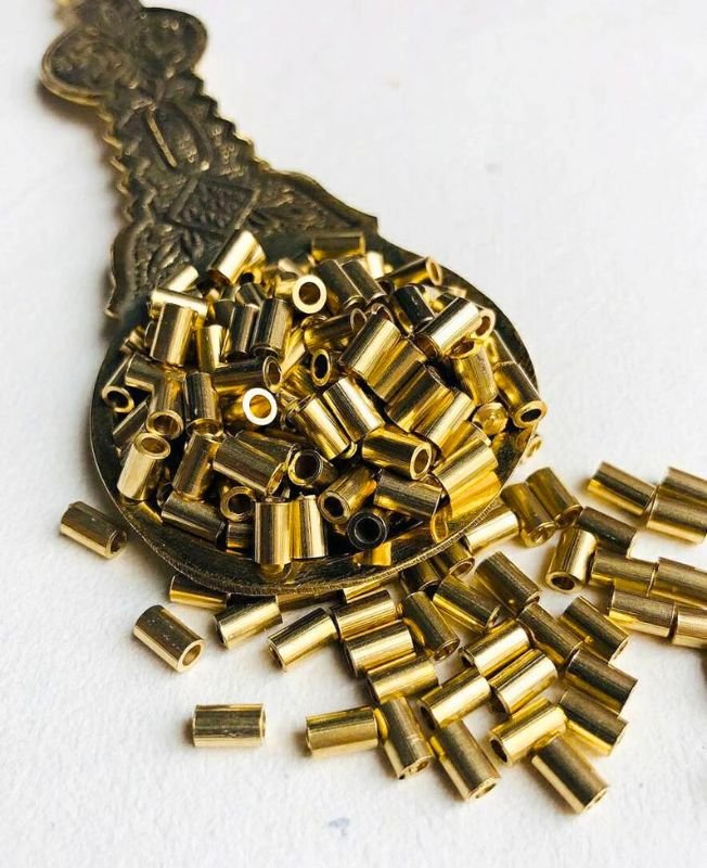 5mm Brass Pipe Geometric Beads – 10g - Image 2