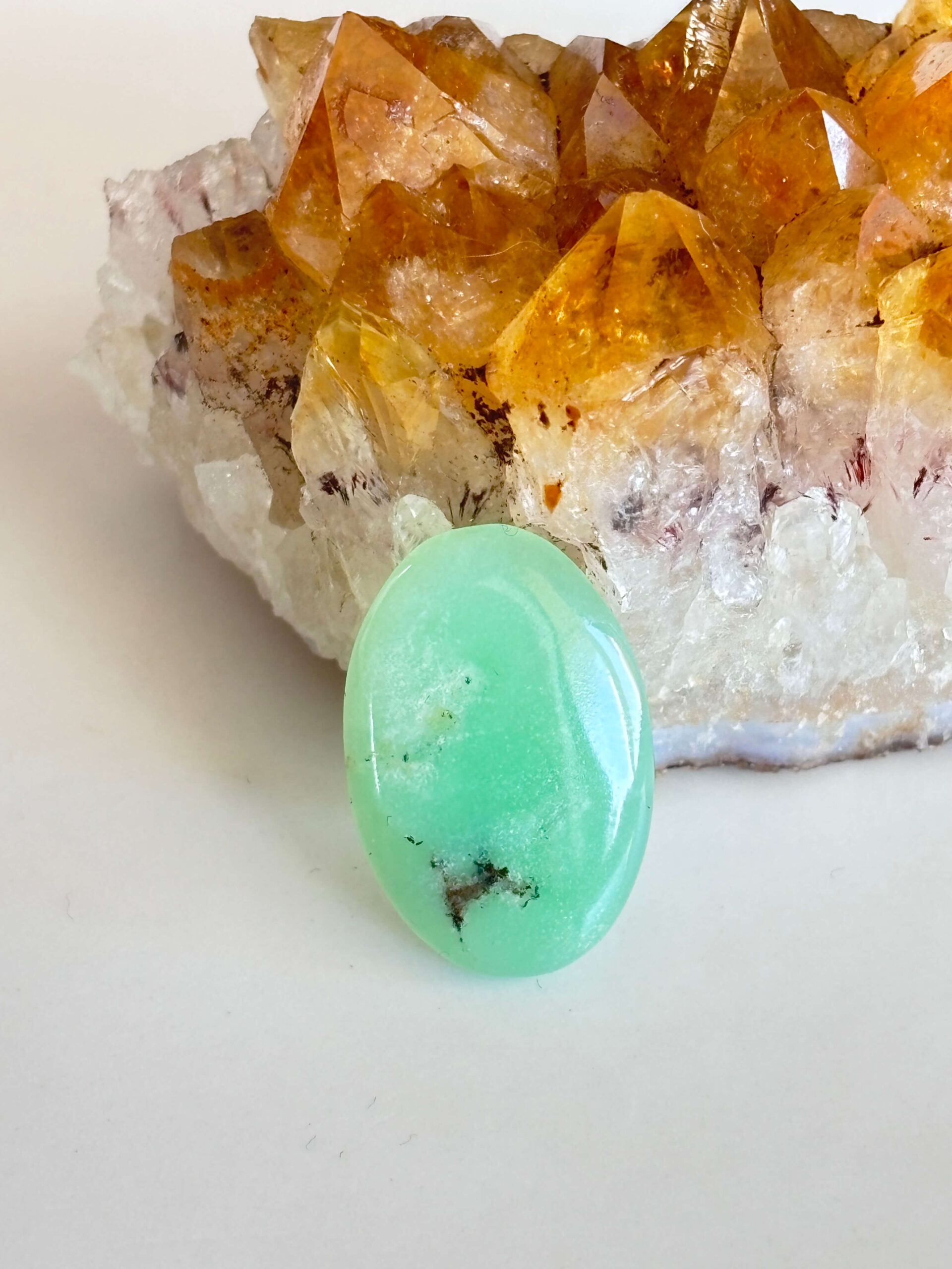 Polished Chrysoprase Cabochon for Jewelry