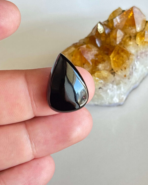 Black Onyx Cabochon for Macrame Jewelry