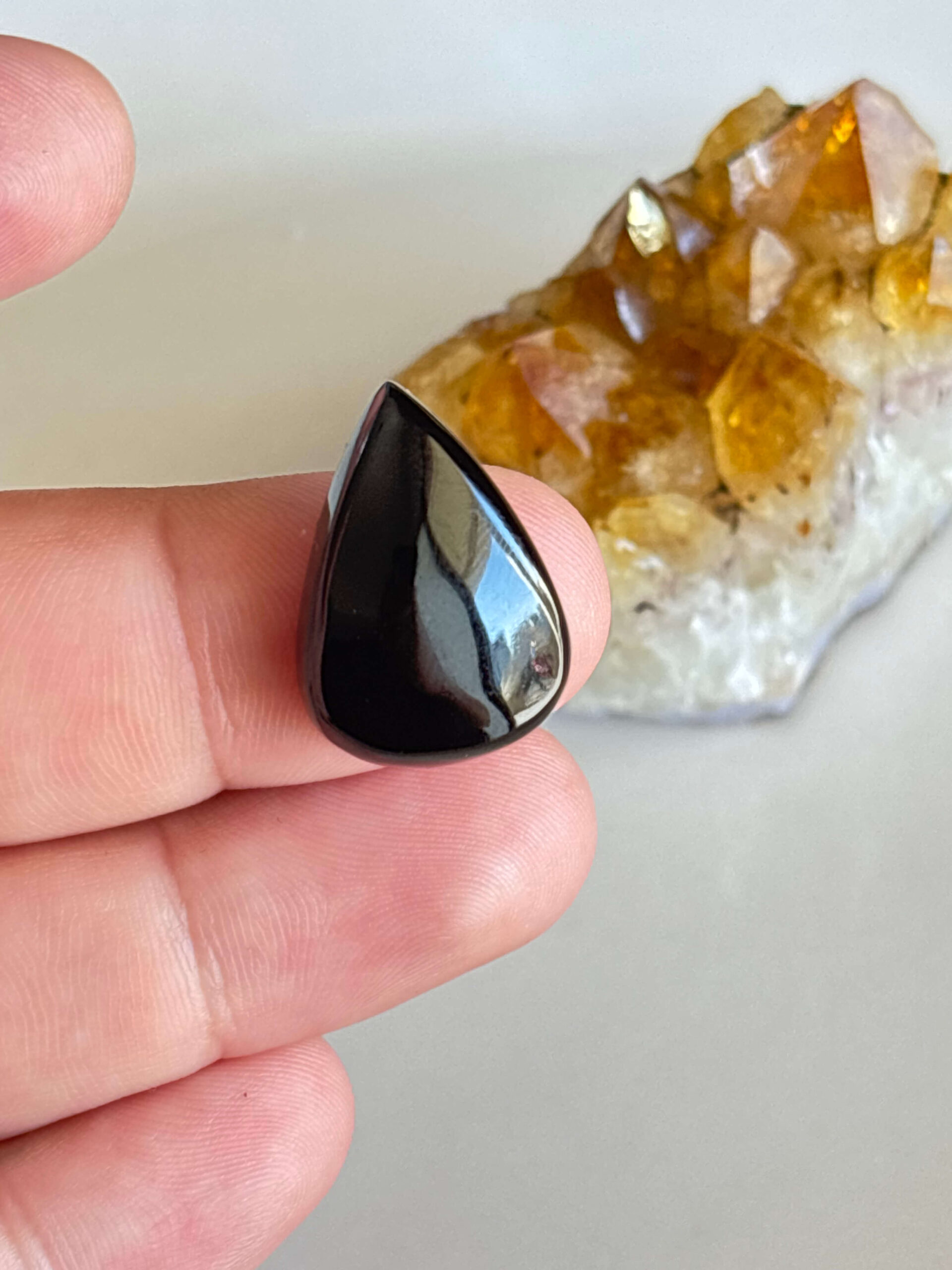 Black Onyx Cabochon for Macrame Jewelry