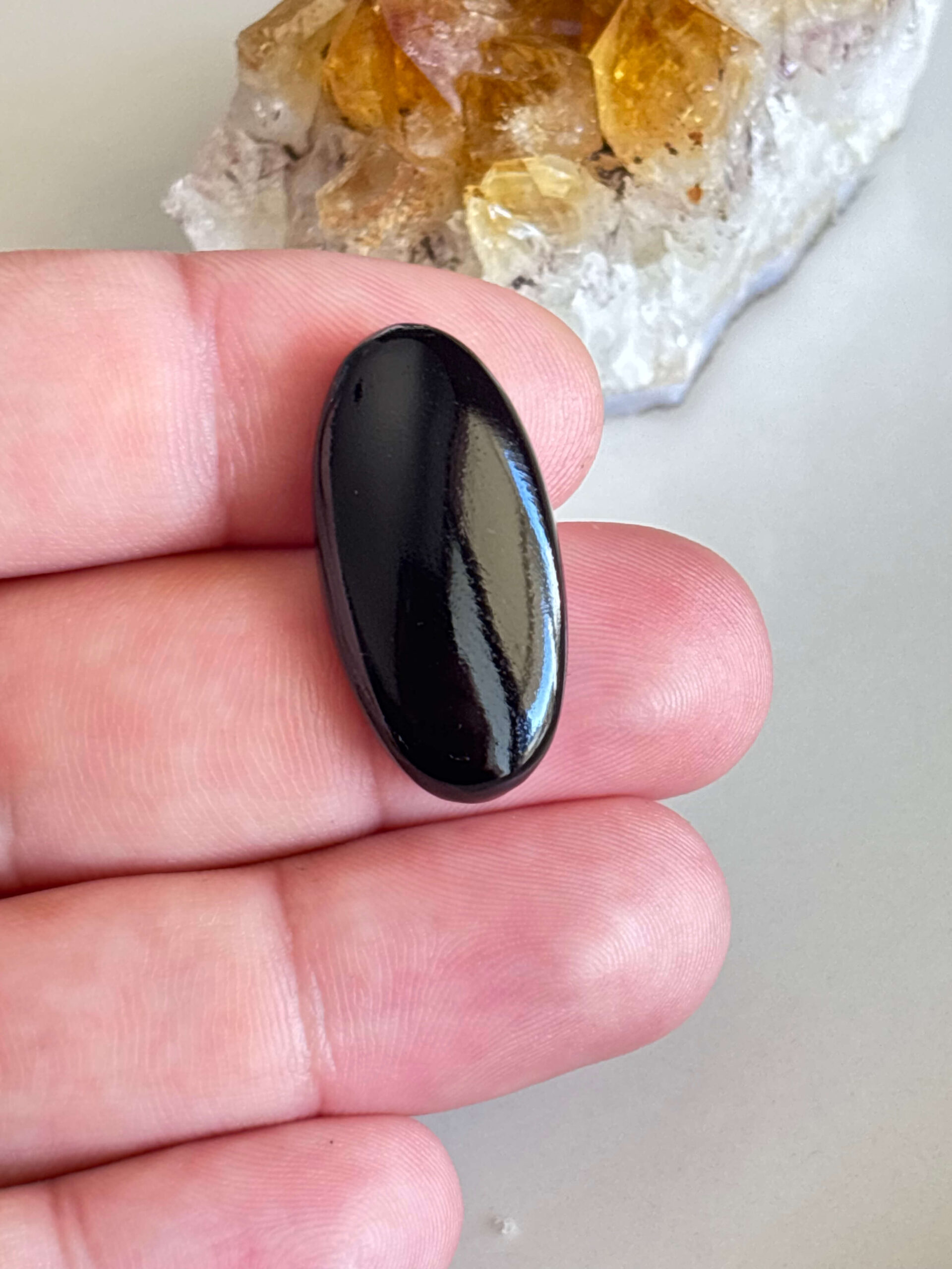 Polished Black Onyx Cabochon – Natural Stone