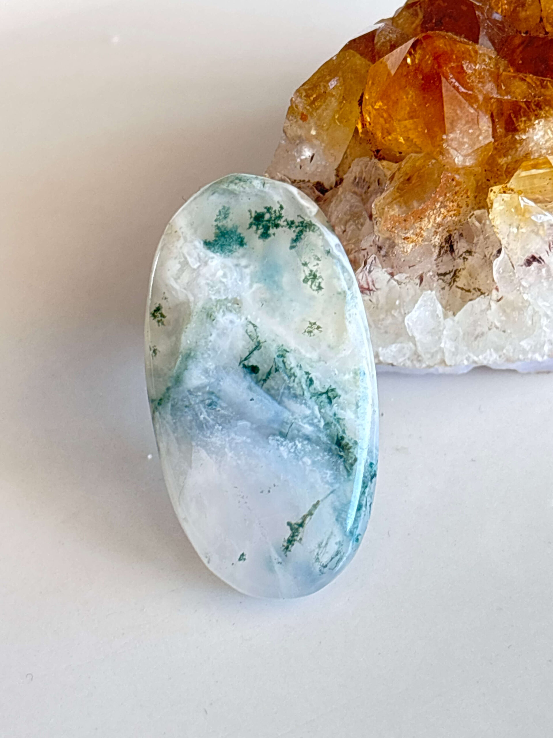 Unique Moss Agate Stone Cabochon for Jewelry
