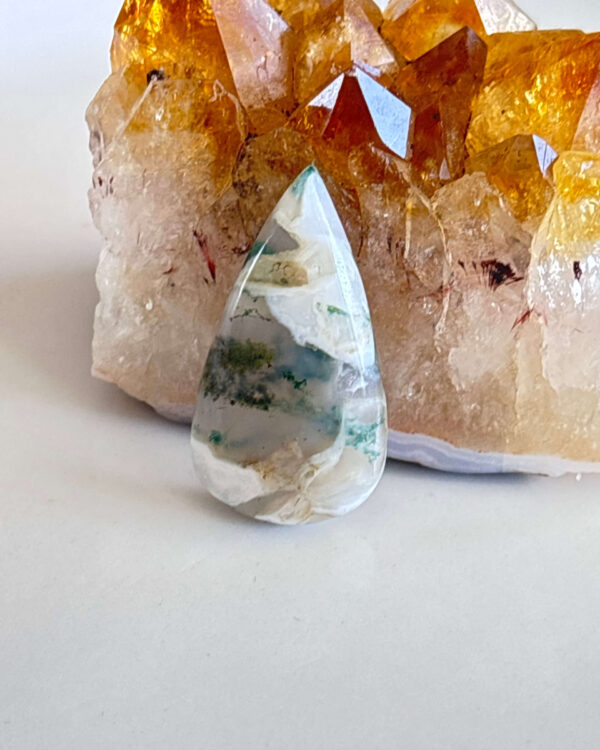 Moss Agate Cabochon for Macrame Jewelry