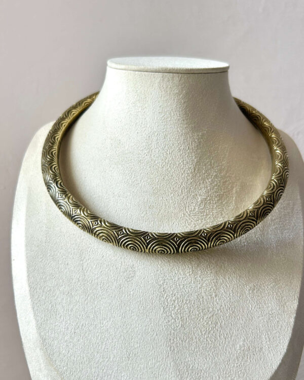 Moon Arc Layered Brass Choker