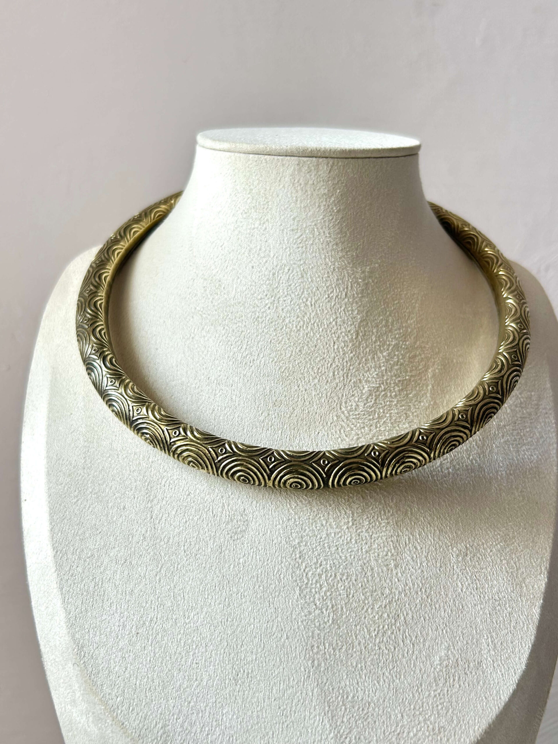 Moon Arc Layered Brass Choker