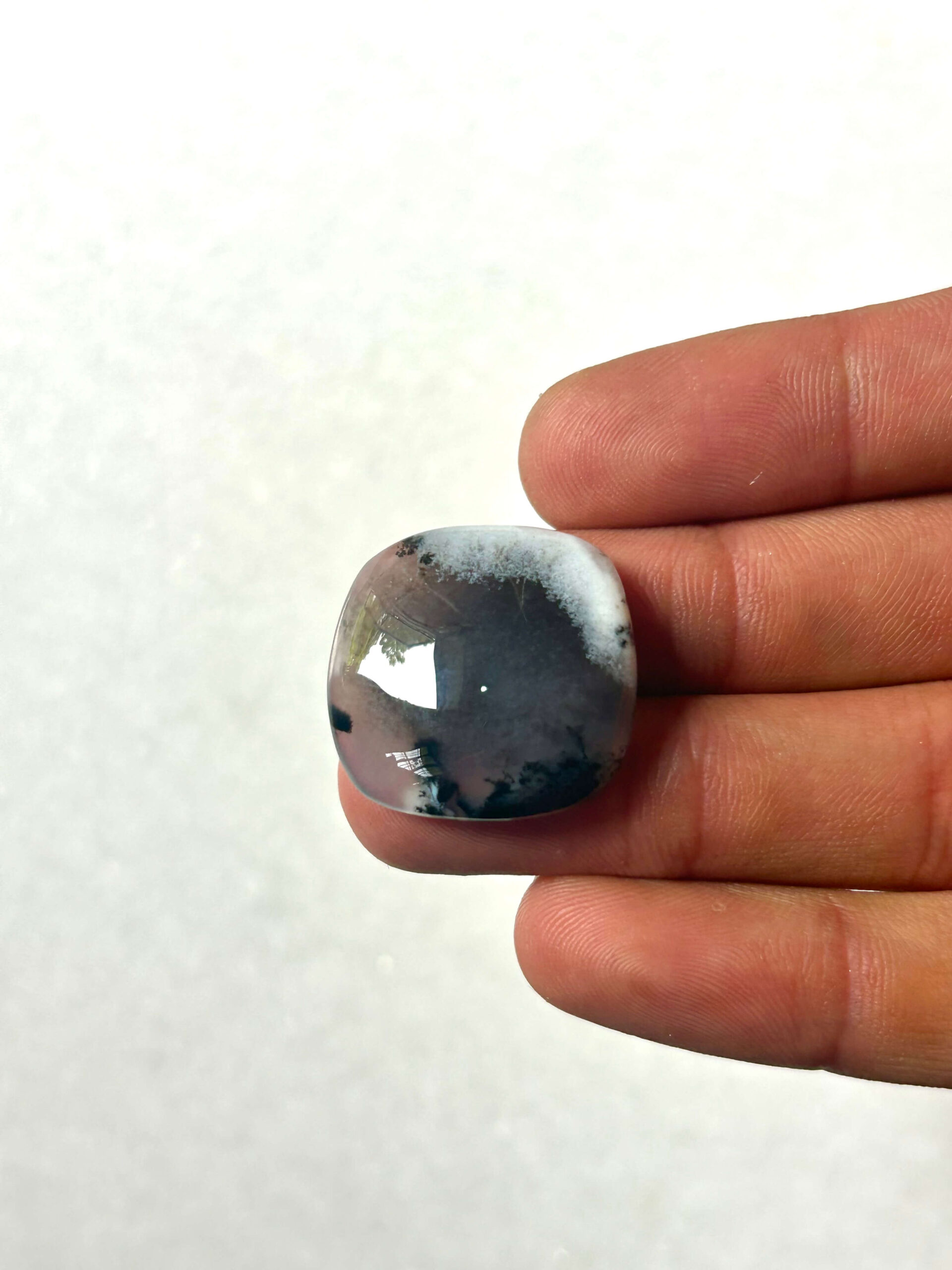25mm Natural Dendritic Opal Stone – Unique Cabochon