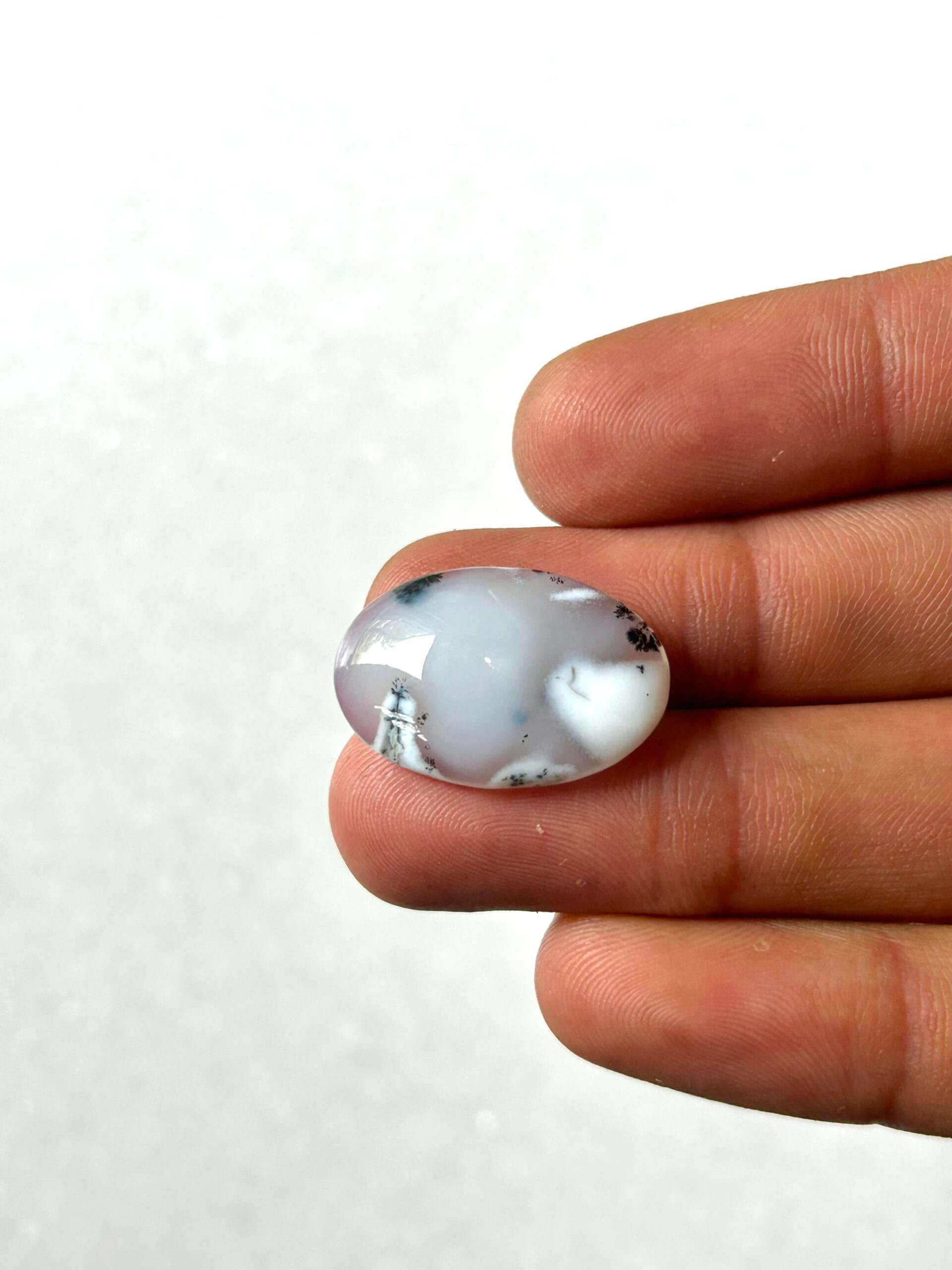 23mm Natural Dendritic Opal Cabochon – Unique Gemstone