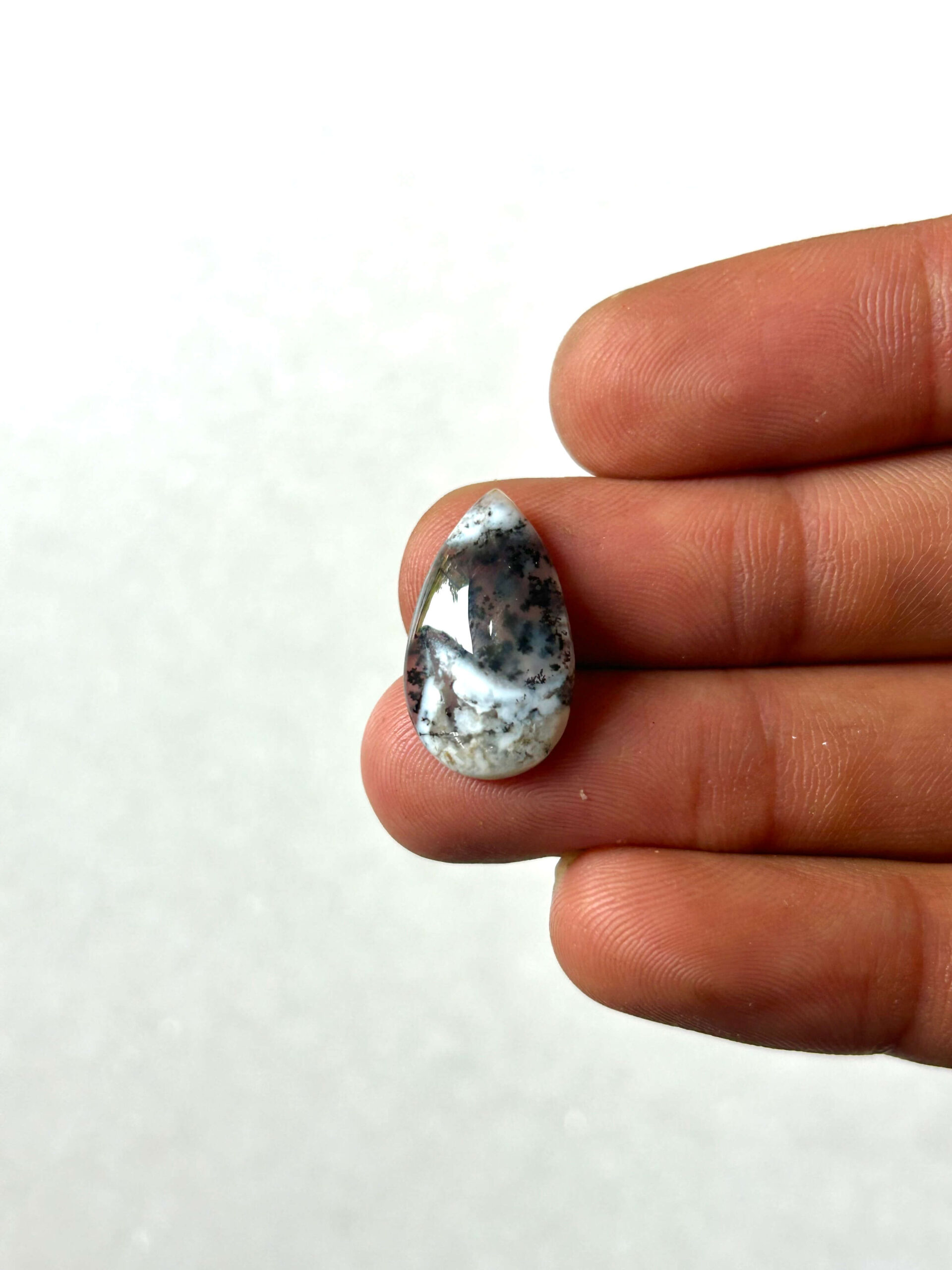 19mm Natural Dendritic Opal Stone – Unique Cabochon