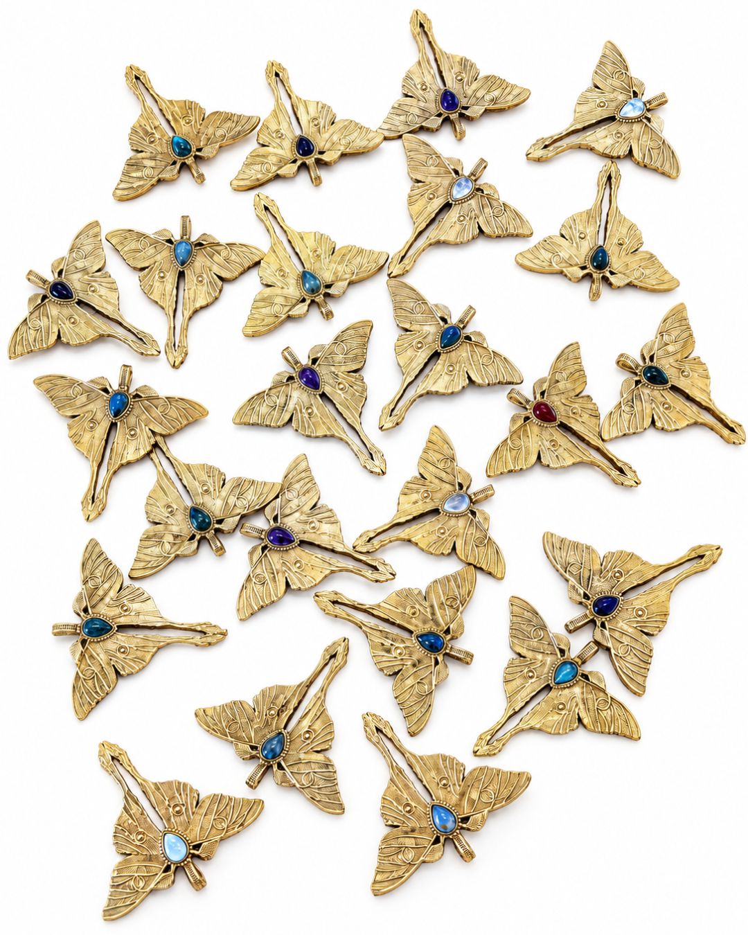 Butterfly Brass Pendant with Stone - Image 2