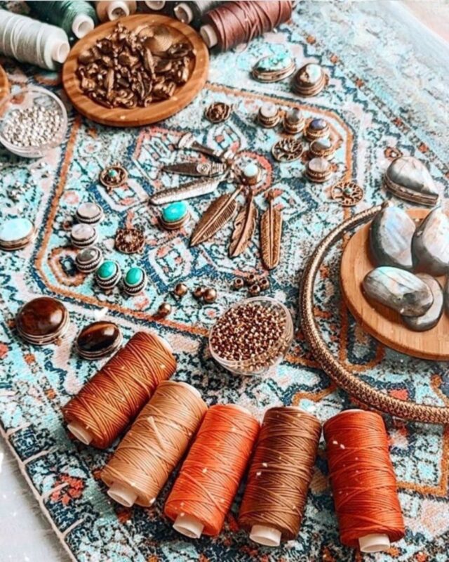 Malka jewelry-making materials, natural stones, brass components and macrame cords