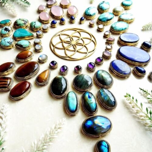 Natural gemstone and brass jewelry-making materials