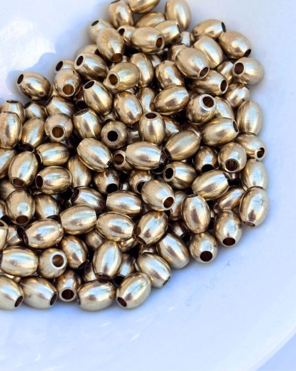 7mm Oval Barrel Brass Beads – 10g