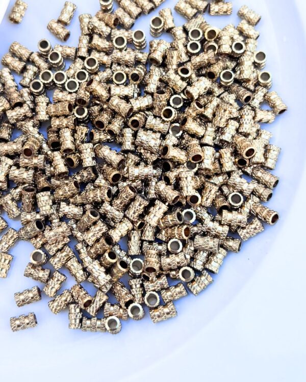 5mm Textured Tube Brass Beads – 10g