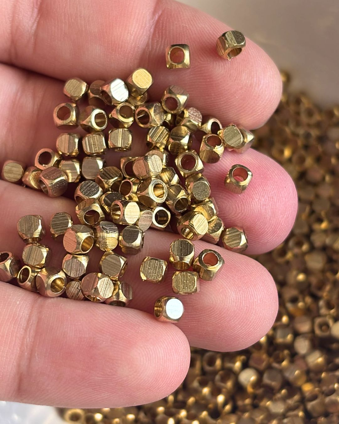4mm Faceted Barrel Brass Beads – 10g - Image 2