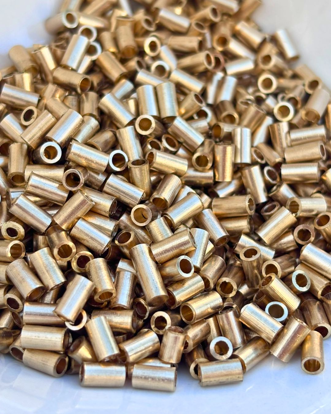 6mm Straight Tube Brass Beads – 10g - Image 3