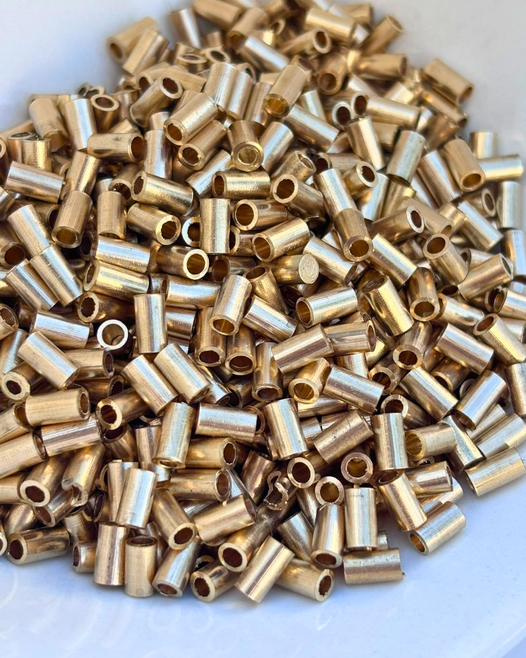 6mm Straight Tube Brass Beads – 10g - Image 2