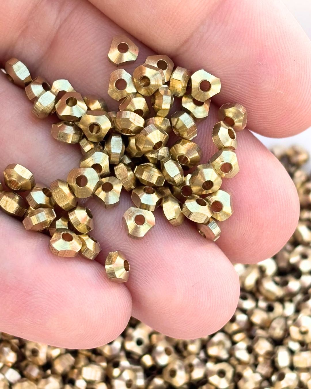 3mm Brass Triangular Cut Beads – 10g - Image 3