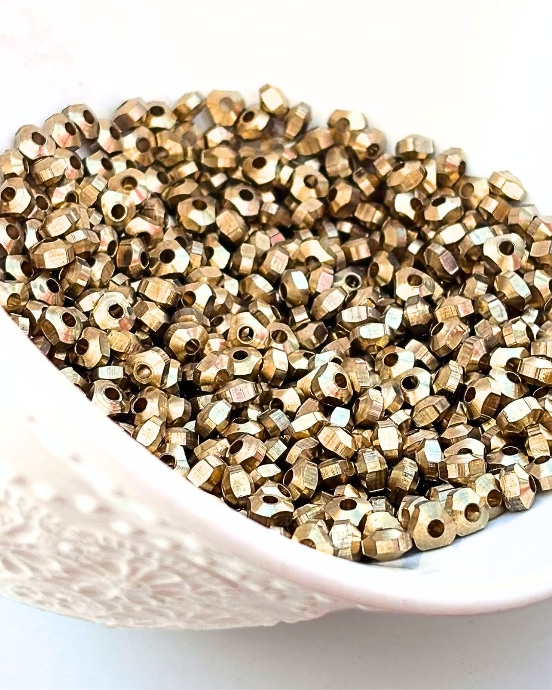 3mm Brass Triangular Cut Beads – 10g - Image 2