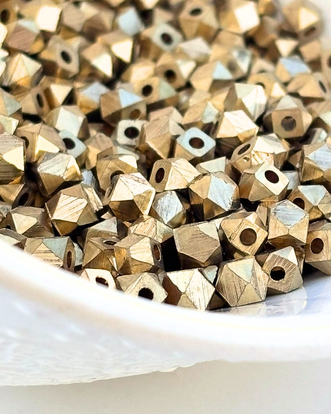 4mm Brass Diamond Cut Beads – 10g - Image 2
