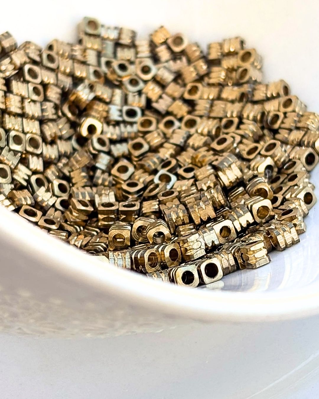 3.5mm Brass Square Ribbed Beads – 10g - Image 2