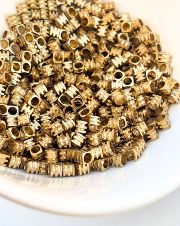 4mm Brass Square Geometric Beads – 10g