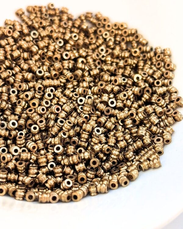 3mm Brass Grooved Barrel Beads – 10g