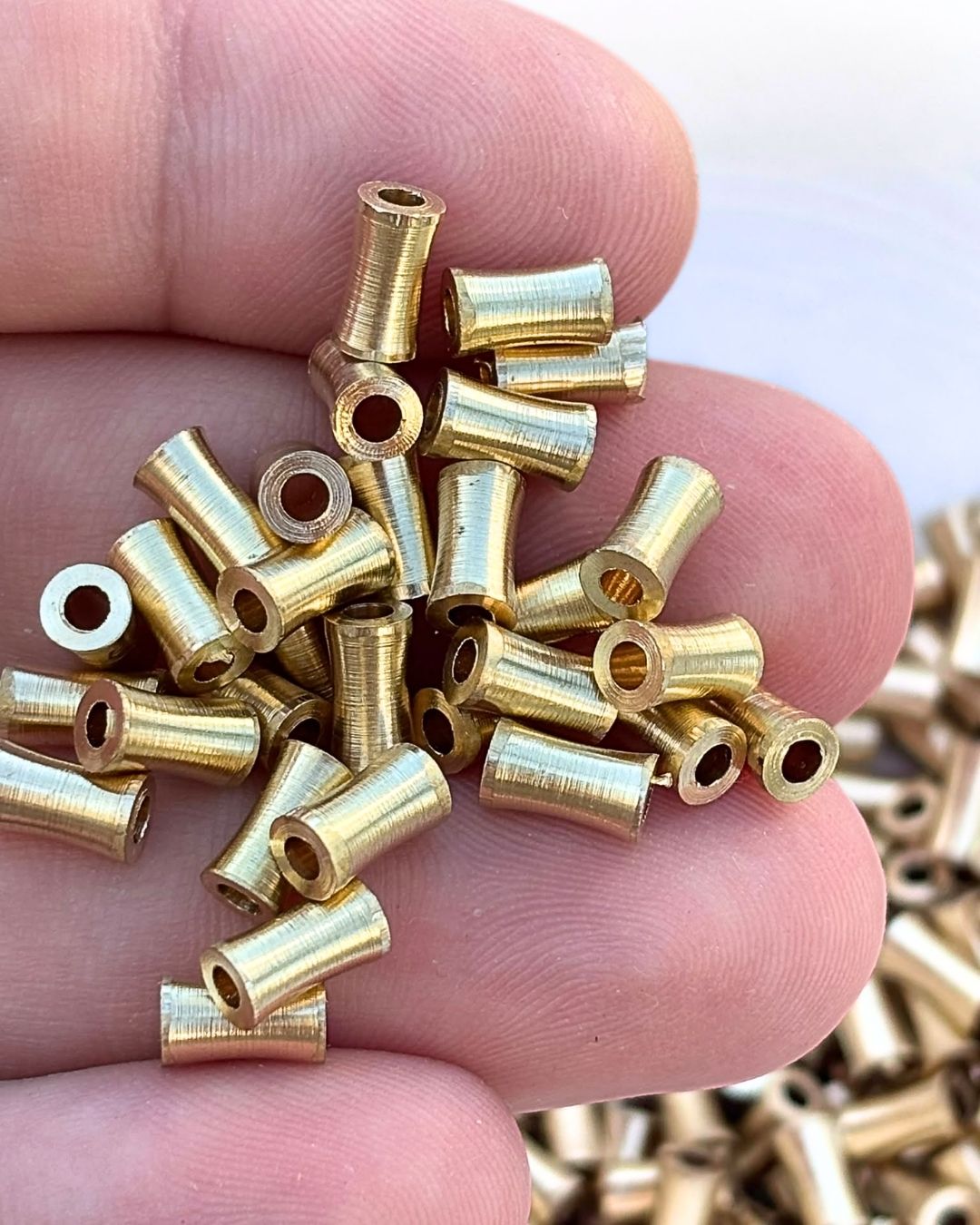 8mm Brass Hourglass Pipe Beads – 10g - Image 3