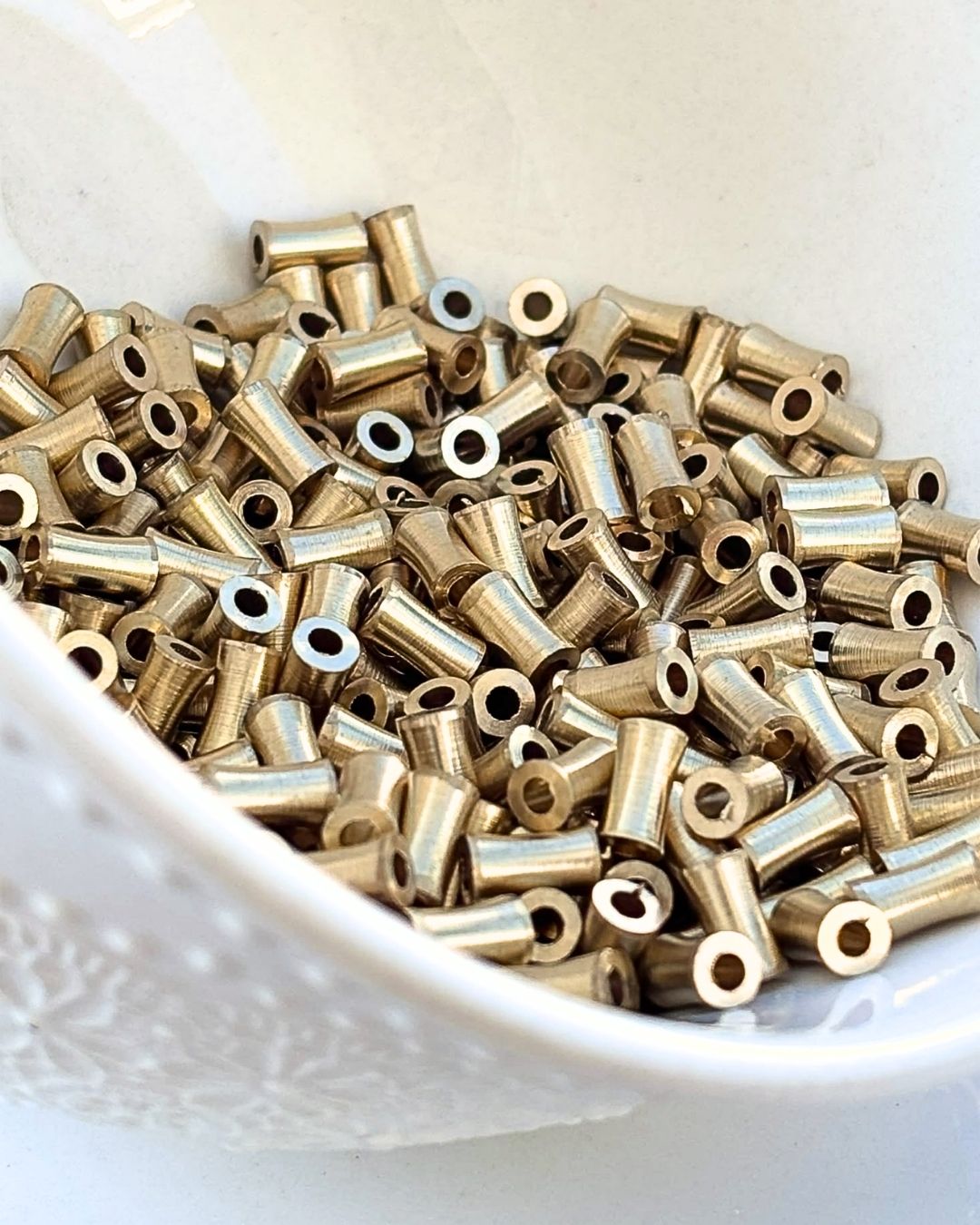 8mm Brass Hourglass Pipe Beads – 10g - Image 2