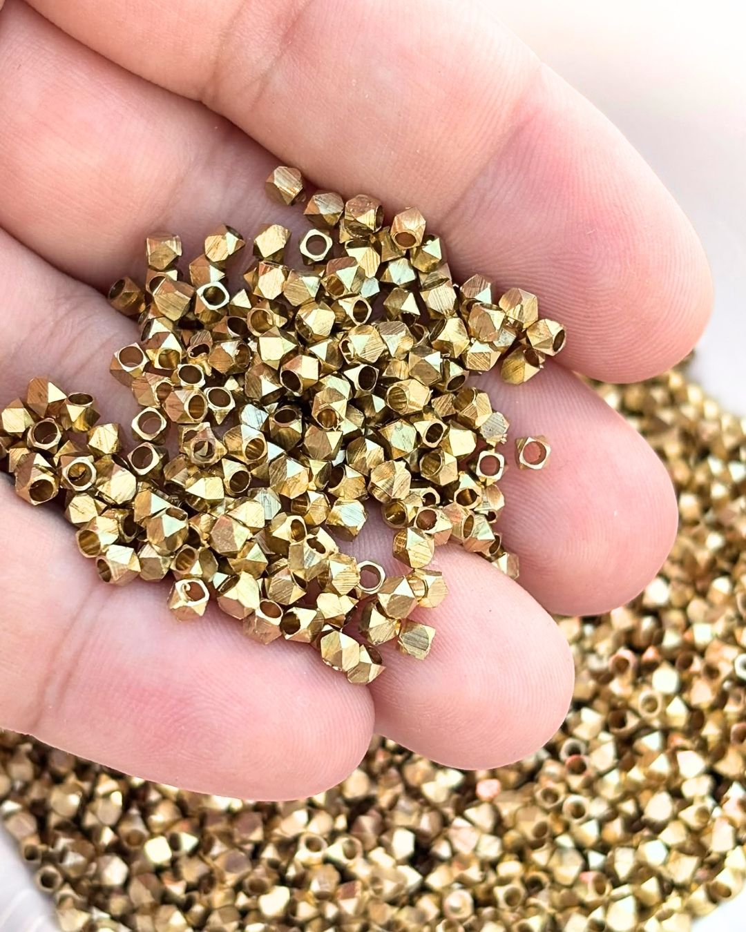 3mm Brass Diamond Cut Beads – 10g - Image 4